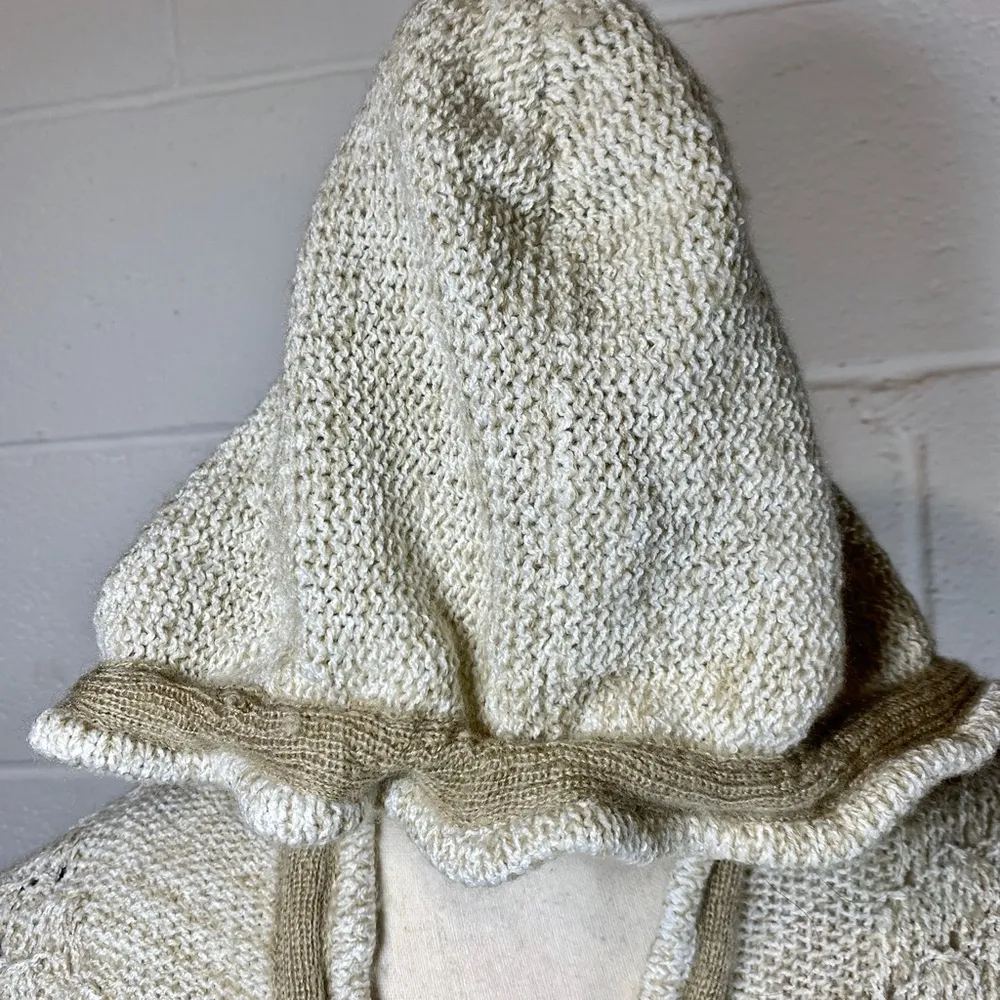 Love Stitch Oatmeal Beige Chunky Hoodie Zip Up & Toggle Knit Closure Cardigan - Image 4