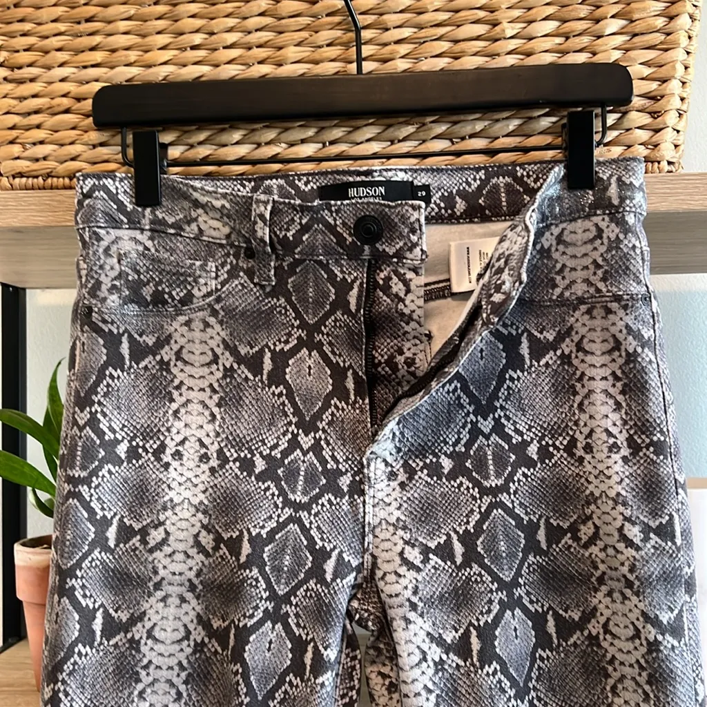 Hudson Jeans Barbara Super Skinny Mid-Rise Snakeskin Stretch Jeans, 29 - Image 10