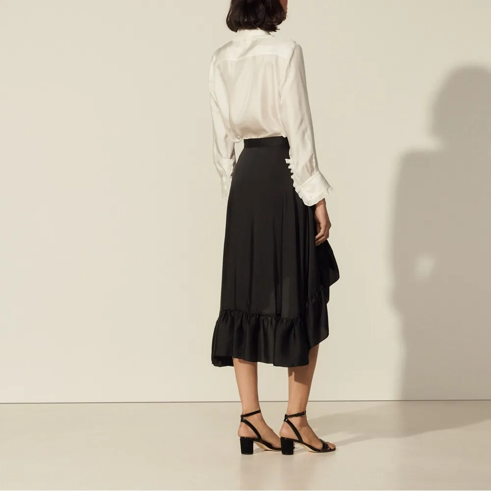 NEW Sandro Paris Ilona‎ Asymmetrical Ruffle Skirt - NWT - S - Image 3