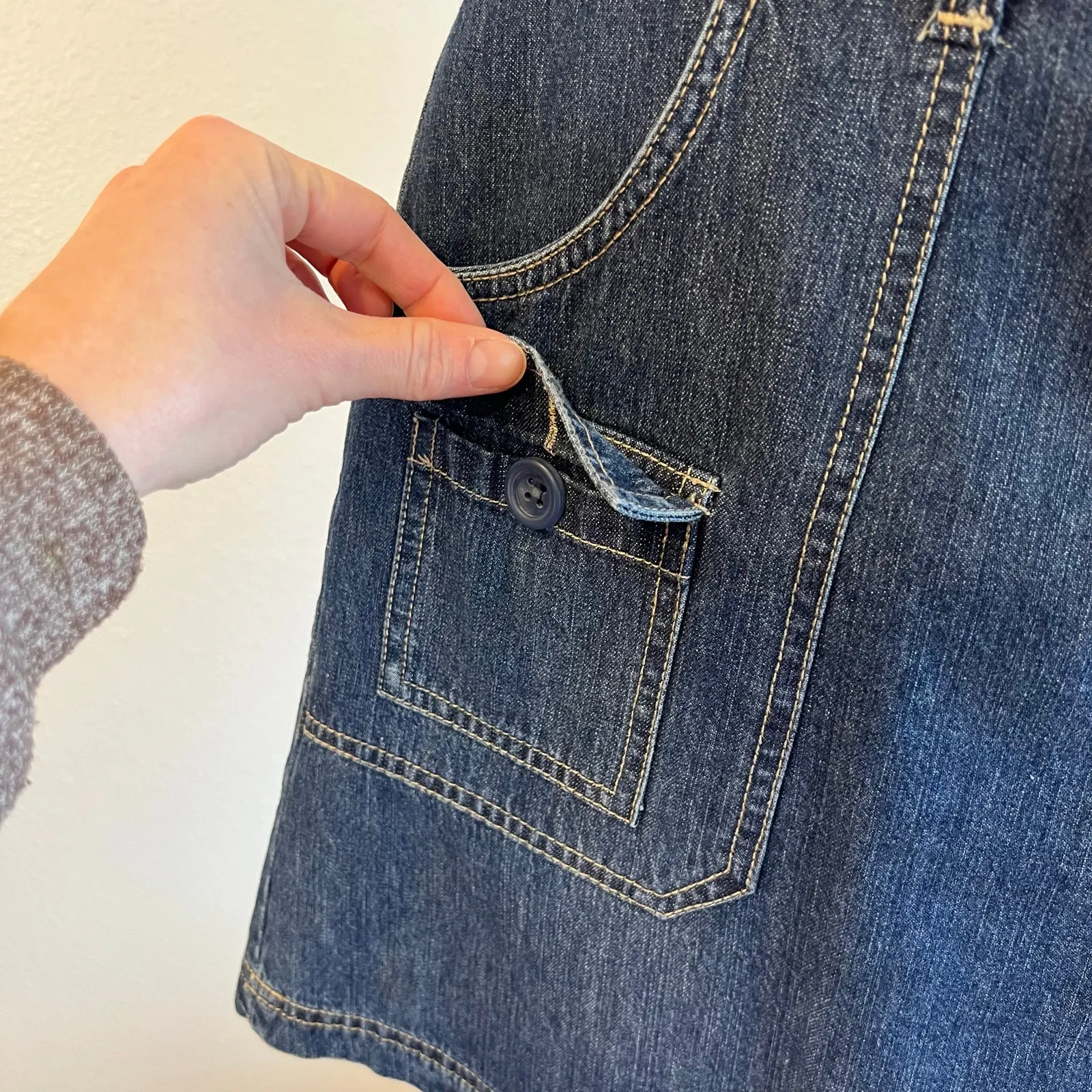 St. John's Bay Vintage Blue 100% Cotton Denim Cargo Utility Skort Size 14 - Image 4