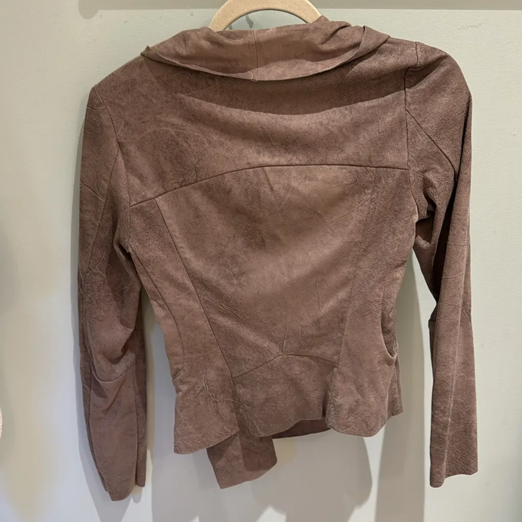 ZARA  suede feel tan zip up jacket EUC - Image 4