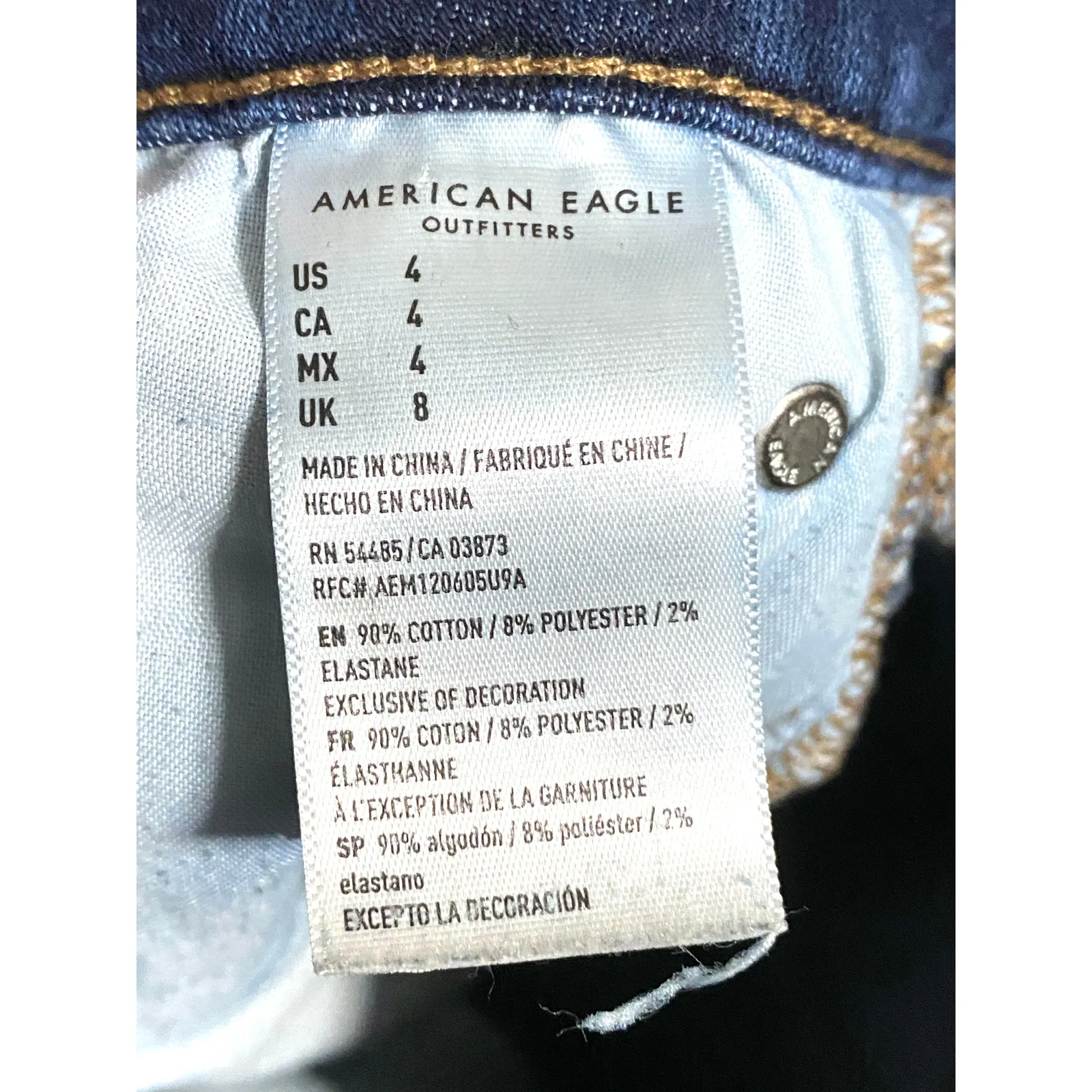 American Eagle Hi Rise Shortie Jean Shorts 4 Stretch Distressed Destoyed Raw Hem - Image 9