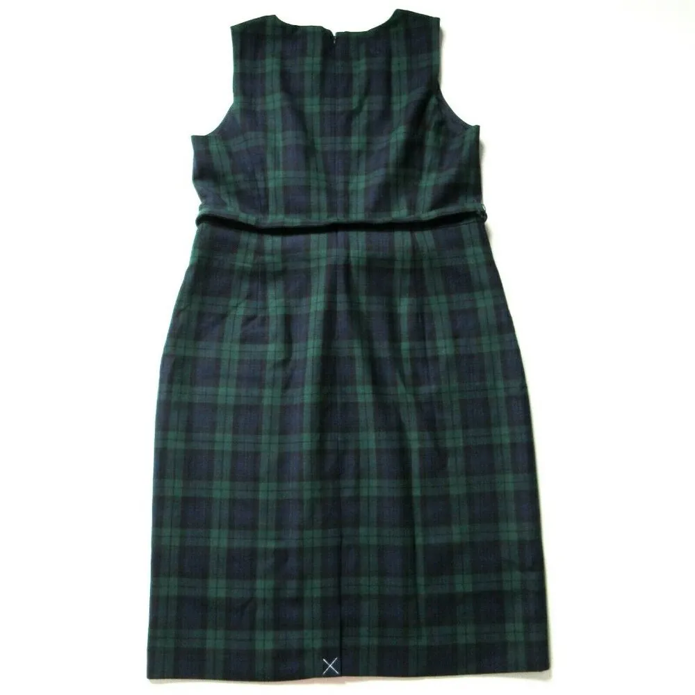 NWT J.Crew Belted Sheath Dress in Navy Multi Black Watch Tartan Dress 6 - Image 5
