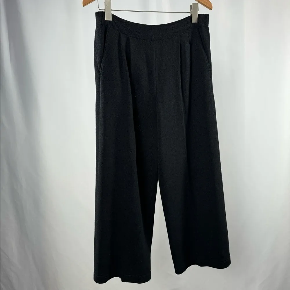 St. John Sportswear‎ Knit Wide Leg Cropped Pants in Black Size 8 - Image 5