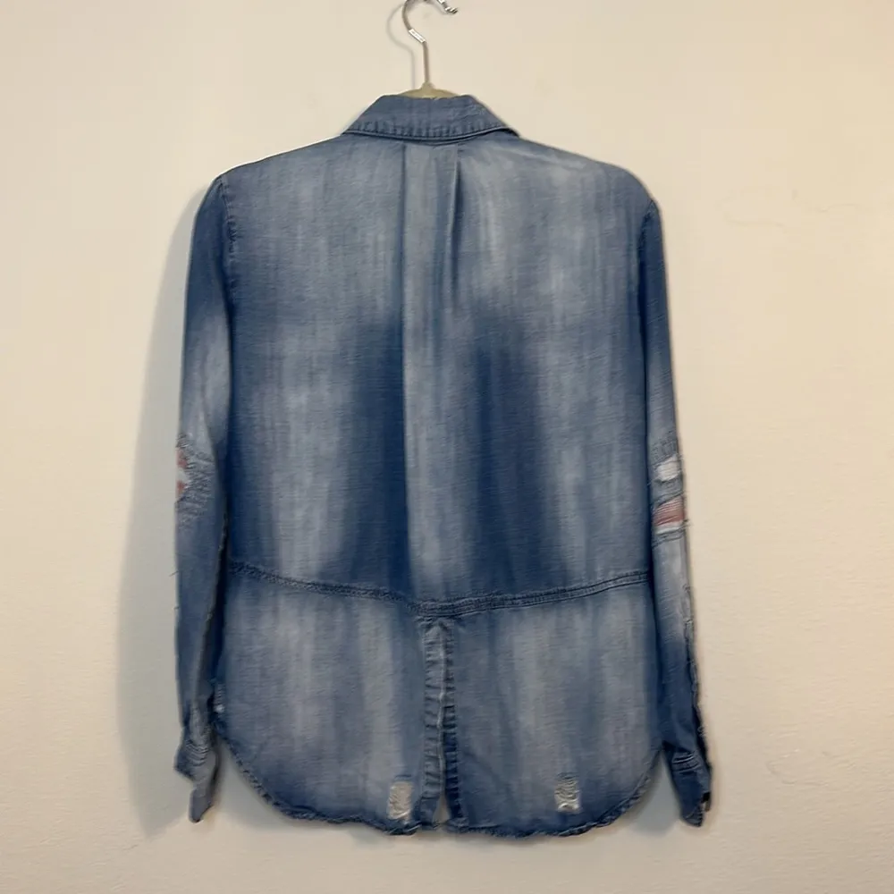 Cloth & Stone Distressed button down shirt - Image 2