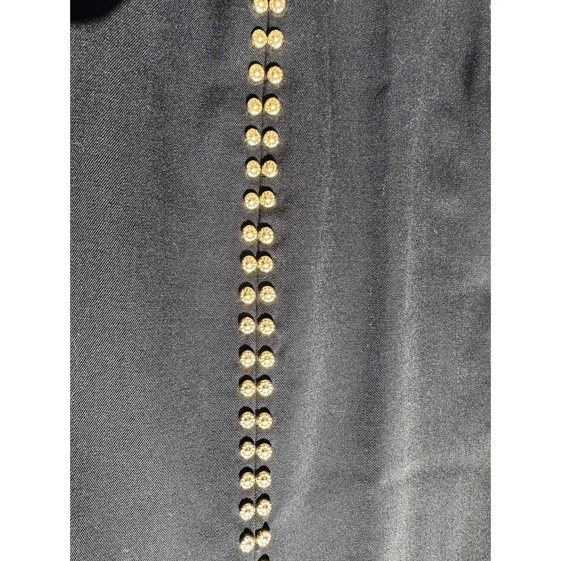 Erez Collections Midi Bedazzled Skirt 100% Wool Gold Studs Slits Black Women's S Size 12 - Image 6