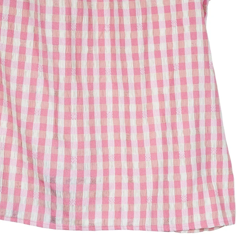 Nanette Lepore Blouse XL Womens Checked Ruffle Sleeveless Tank Pink White - Image 2