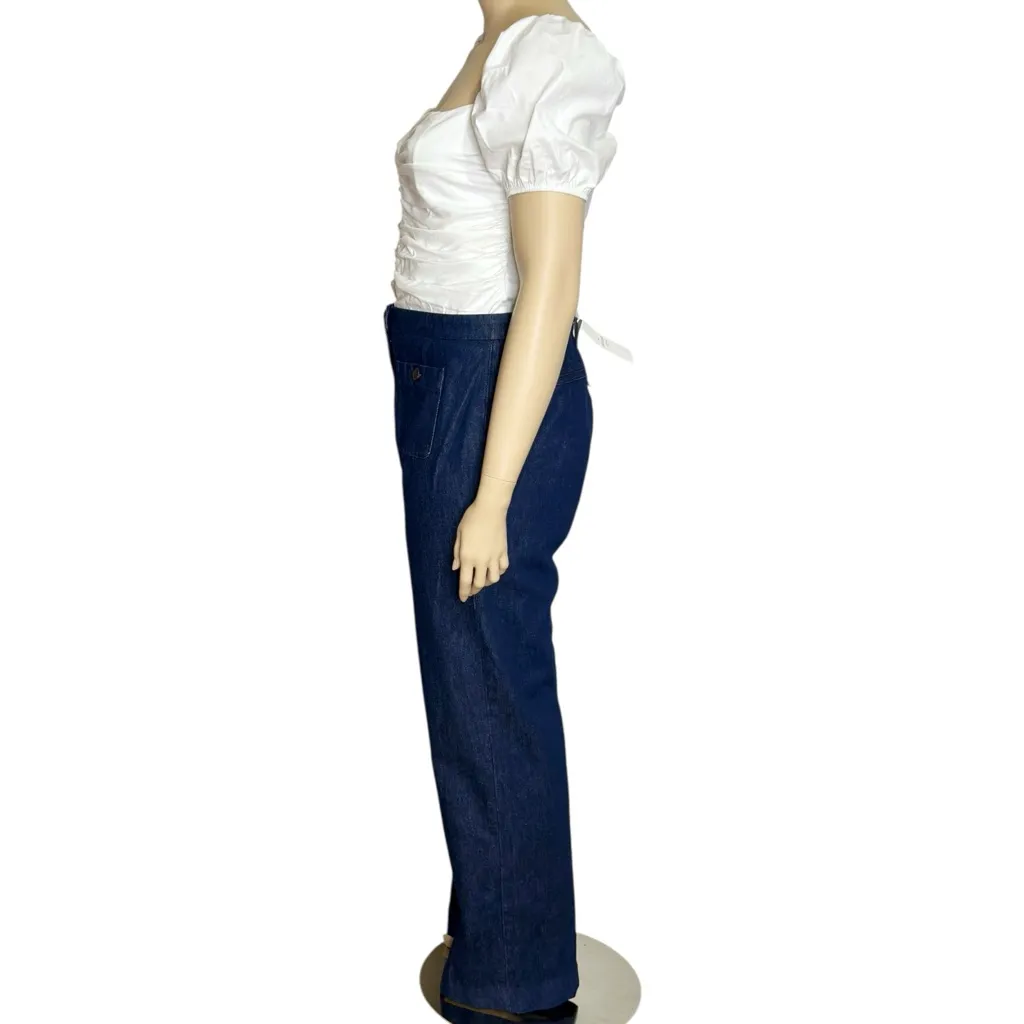 Sézane  Dan Straight Wide Leg Pants, Indigo, FR46/US14 - Image 5