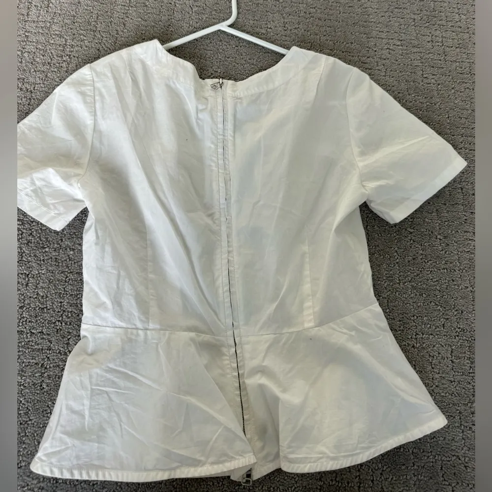 Gap White Peplum Crisp Structured Cotton Shirt Blouse - Image 2