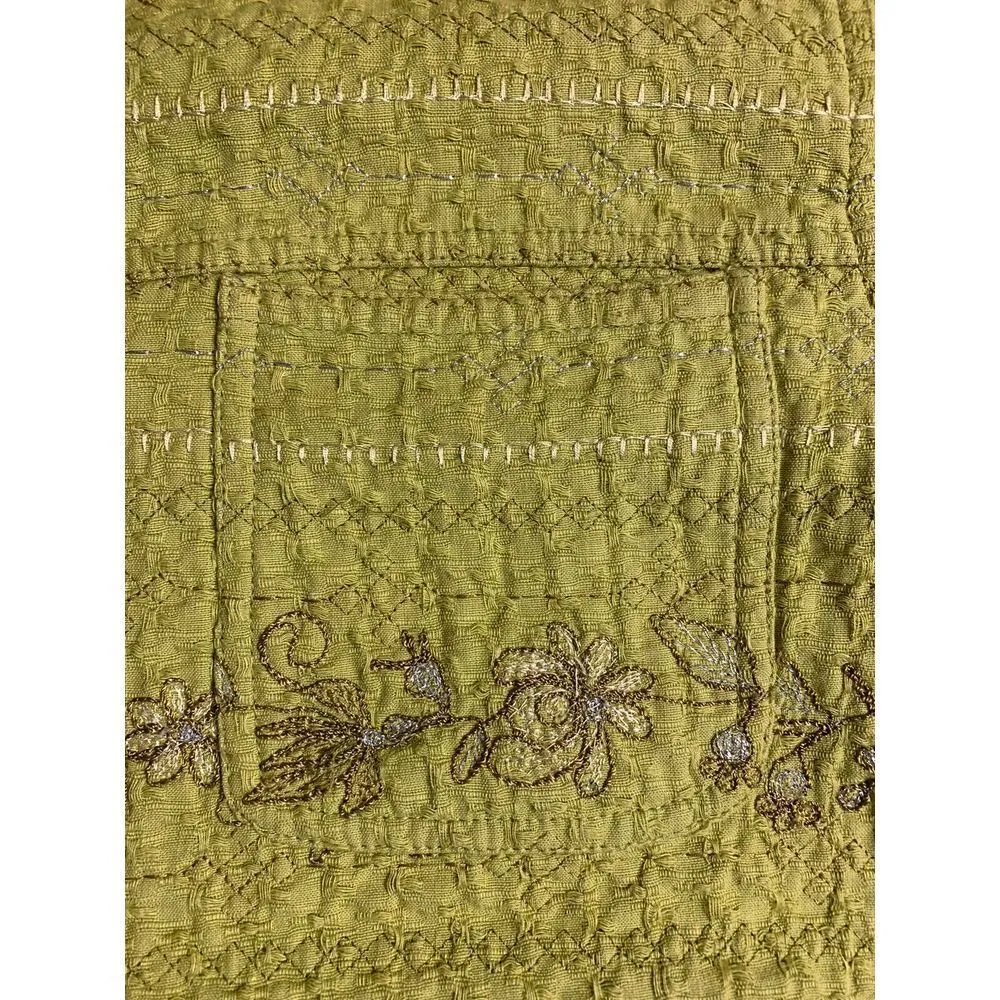 Chico's Jacket Women's‎ Size 1 Medium Embroidered Green Metallic Thread - Image 6