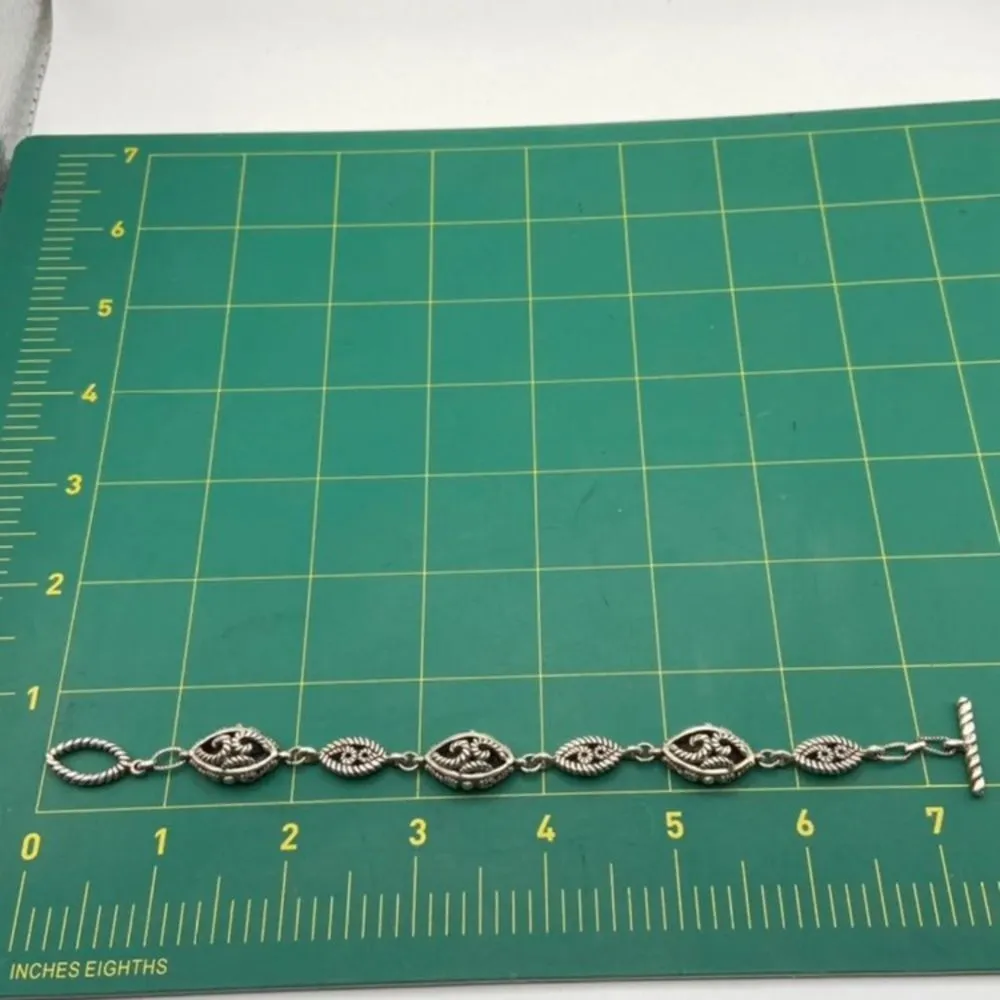 BARSE Oxidized Sterling Silver Rope Oval Link Toggle Bracelet - Image 9