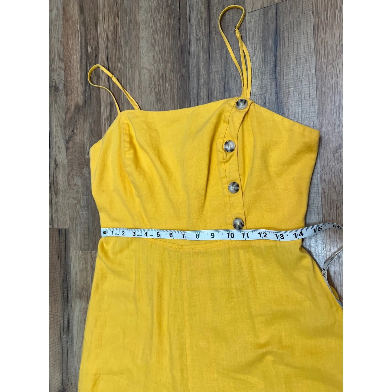 Urban Outfitters Linen‎ Rayon Jumpsuit Sz 10 – Yellow Wide Leg Romper - Image 6