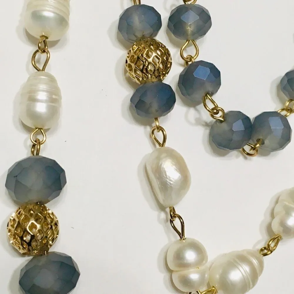 Blue long necklace. NWT White - Image 4