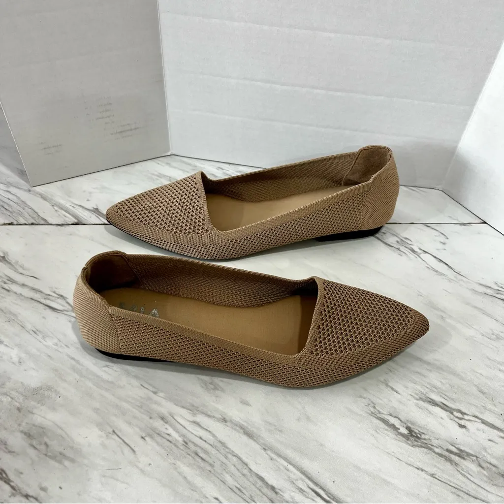 Mia Size 7 Corrine Flat Sand Tan Slip-On Comfort Knit Shoes Almond Toe - Image 6