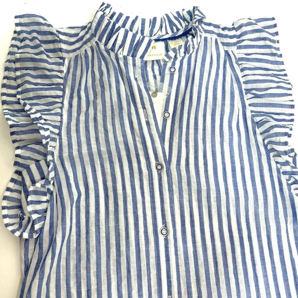 Anthro Maeve Sleeveless Long Striped Button Down Tunic XXS - Image 14