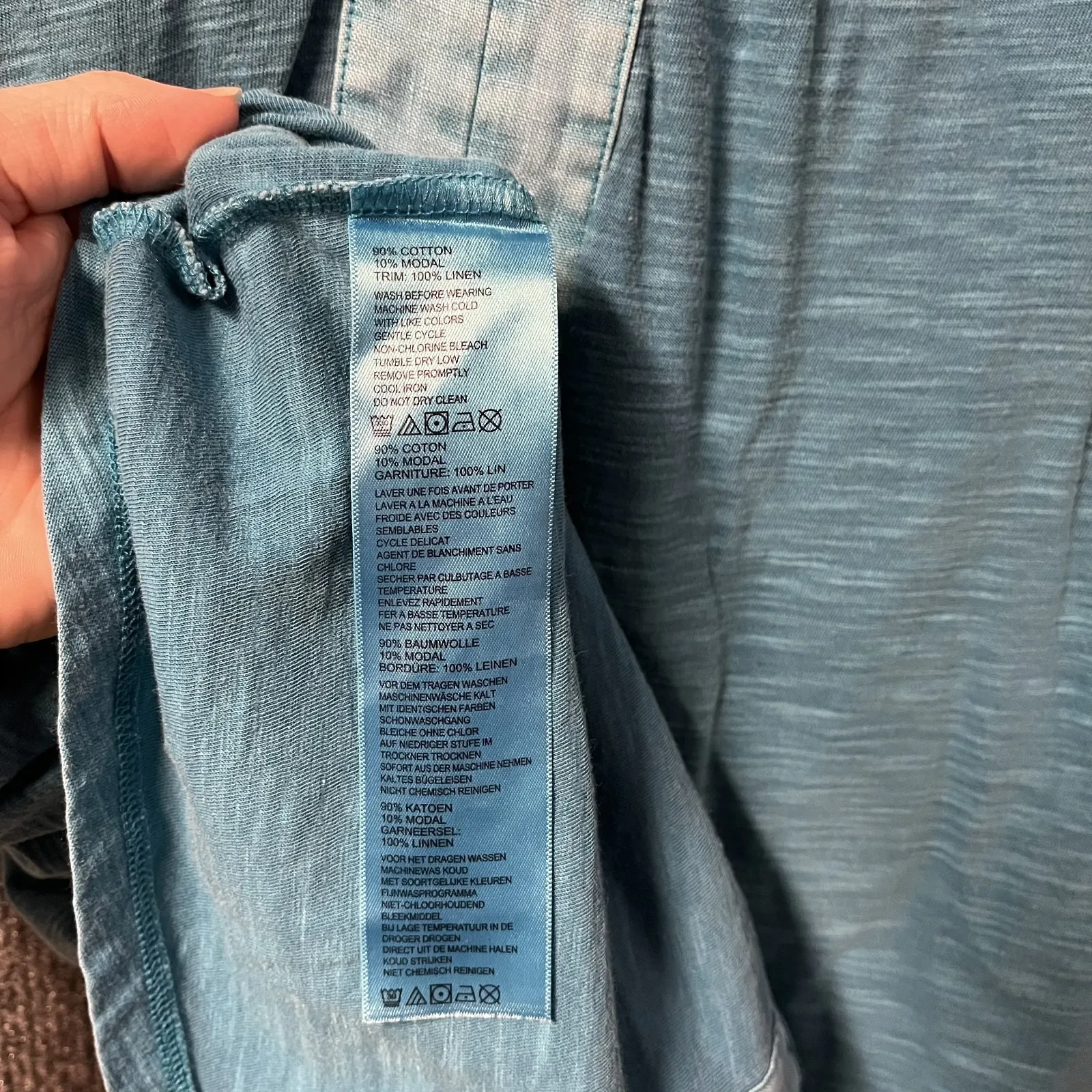 Tommy Bahama Arden Midi Shift Dress Womens Small‎ Blue Cotton Split Neck Casual - Image 5