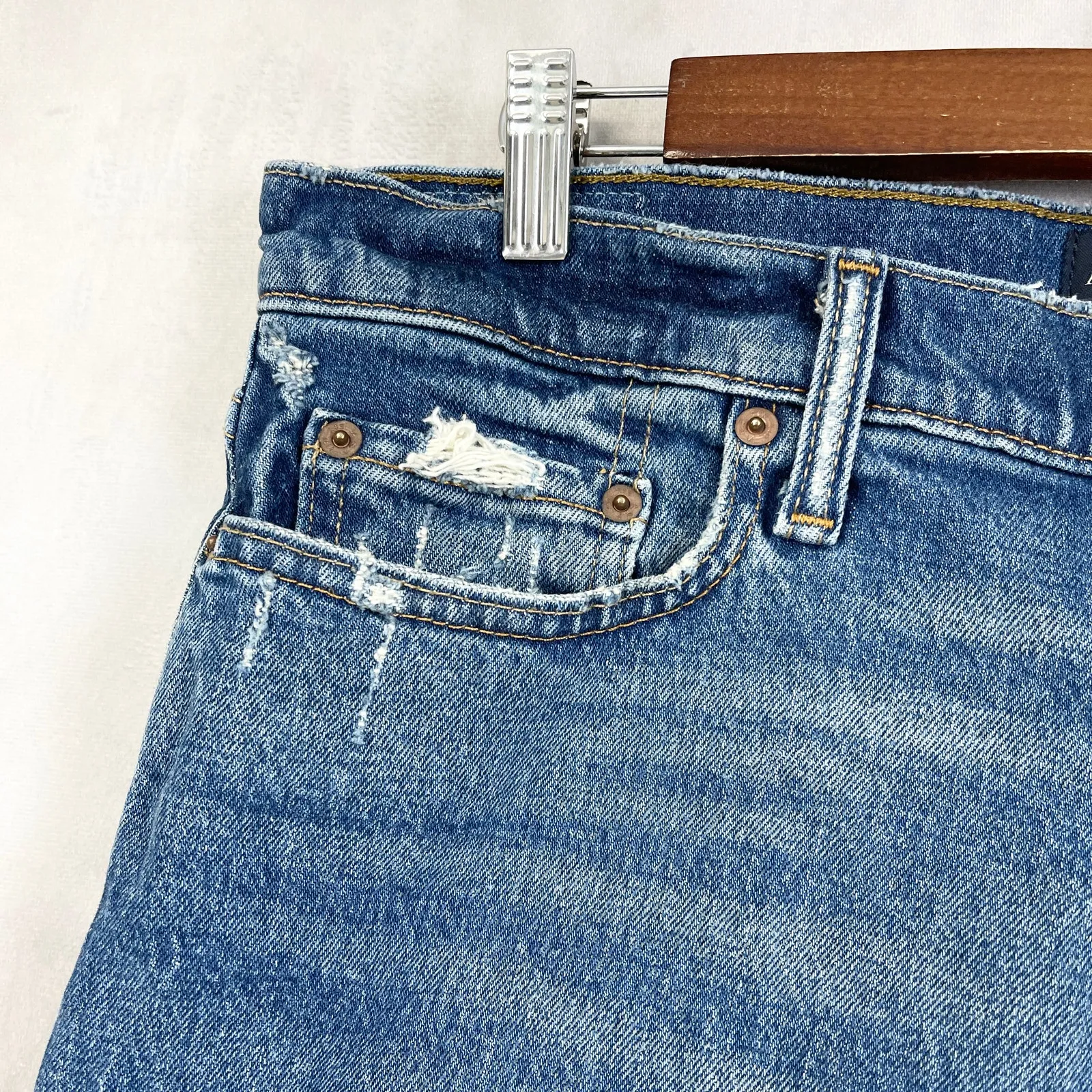 Abercrombie Fitch Womens Denim Shorts 33 Blue Cuffed Y2K Indie Preppy‎ Coastal - Image 2