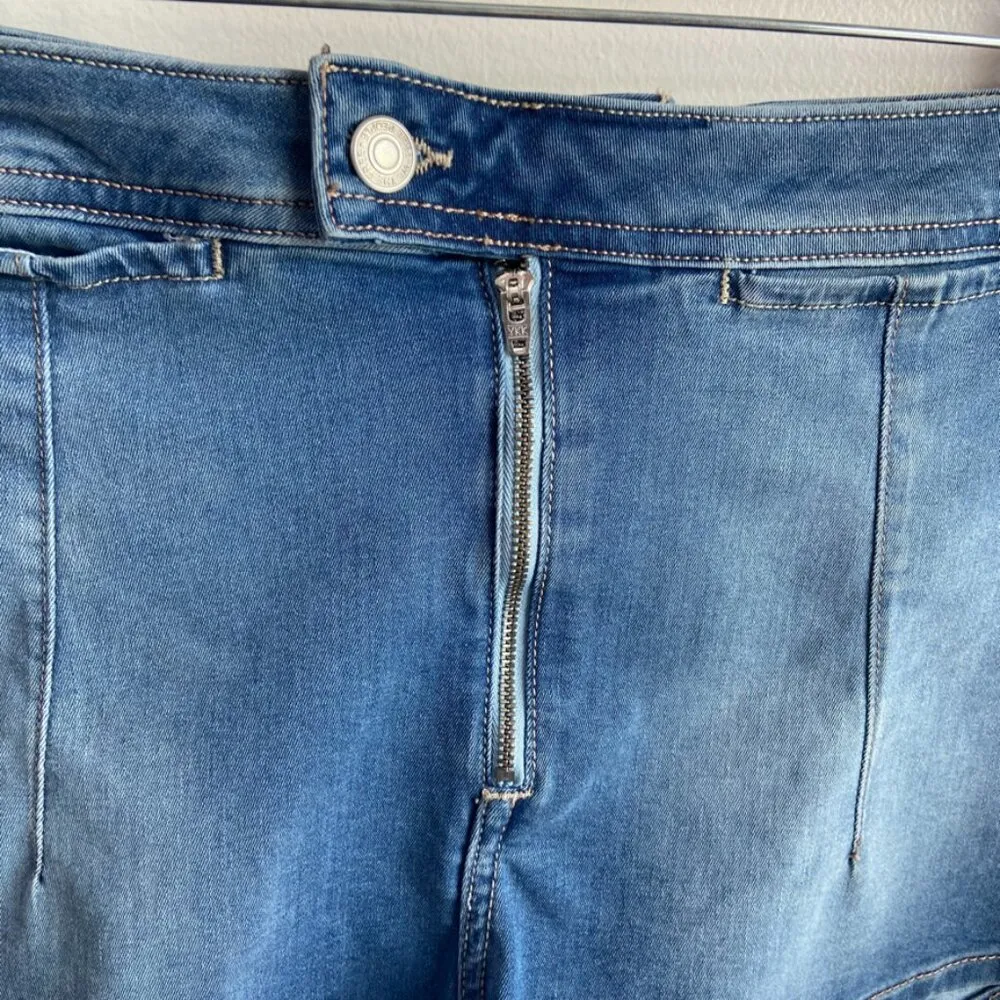 NWT Free People We The Free Blue Honeycomb High Rise Denim Brief Shorts Gre - Image 11