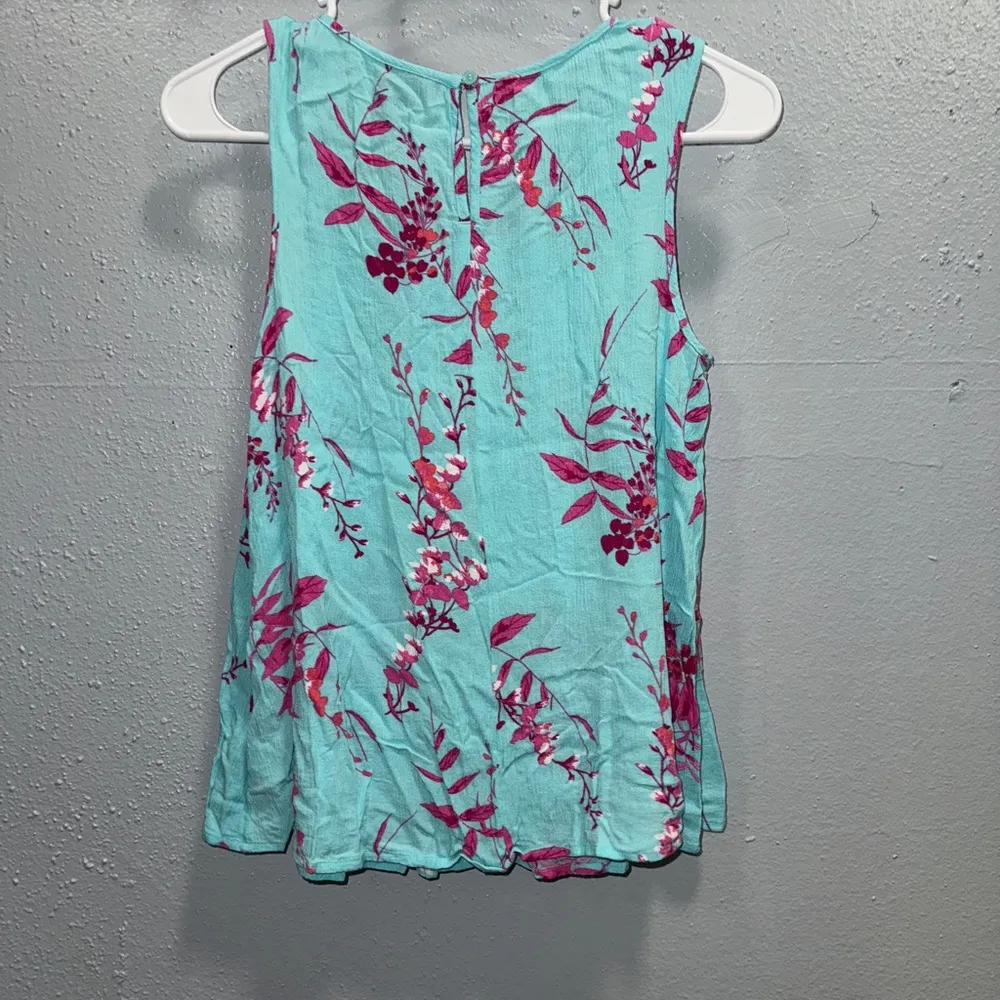 a.n.a Blue Smocked Sleeveless Tank Top - Image 3