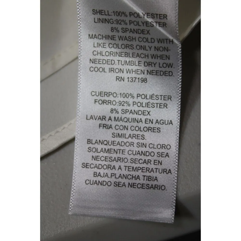 NWOT Danielle Bernstein Off White Square Neck Long Sleeve Shift Dress Size 16 - Image 4