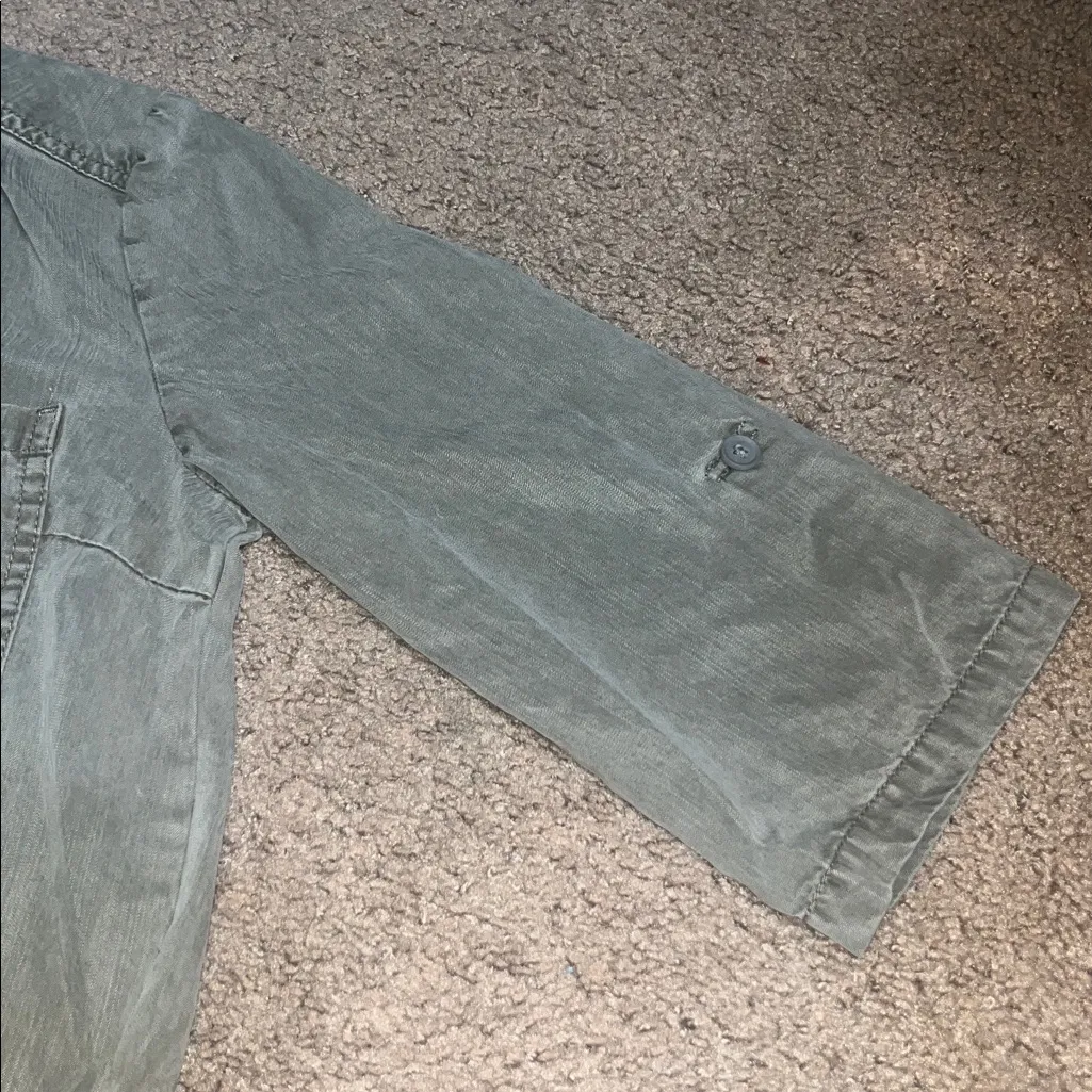 Sundance Wayside Jumpsuit Vintage Wash Roll-Tab Straight Leg Green Petite‎ Small - Image 6