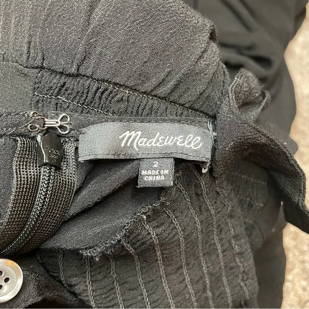 Madewell Smocked Crop Wide Leg Jumpsuit in True Black 2 H1084 - Image 10