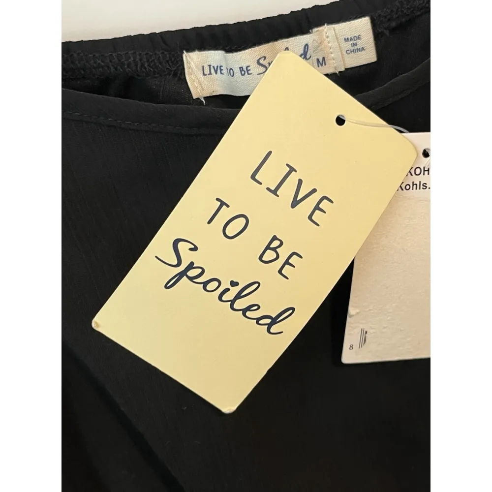 Live To Be Spoiled Dress Womens Junior Med Black Coastal Cowgirl MIDI NWT - Image 9