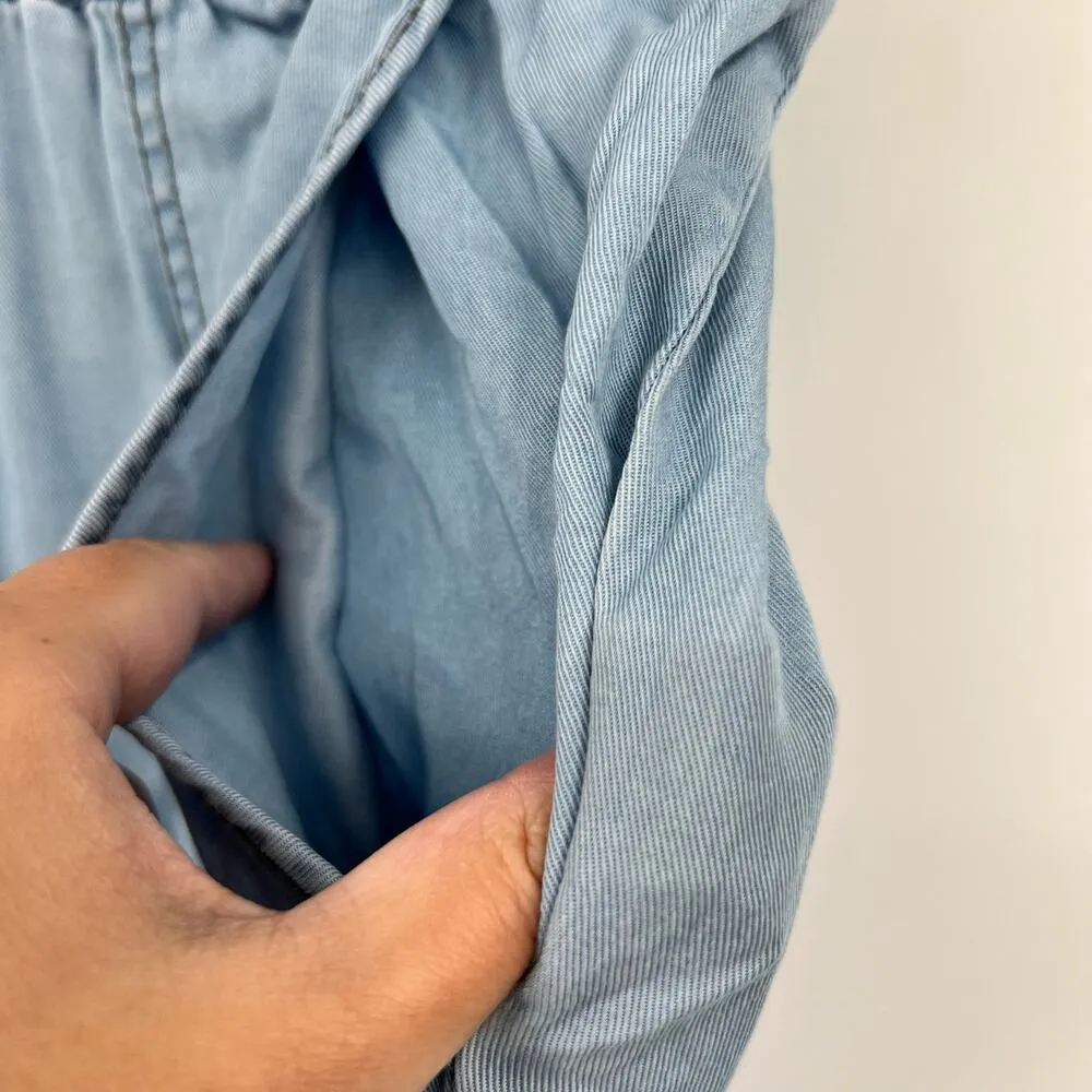 Sanctuary pull on lyocell soft light weight blue pants tie waist pockets size 8 - Image 6