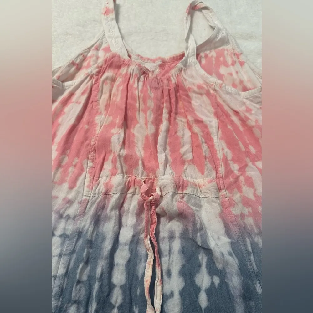 Raya Sun Tie Dye Beachy BOHO Tank Pink and Gray Sleeveless Mini Sundress - Image 15