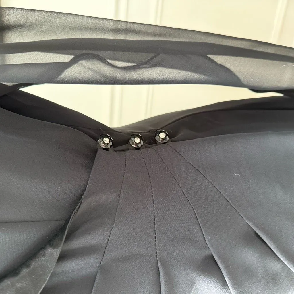 Vintage 80s Patra Tuxedo Blazer Wrap Dress Black 8 - Image 4