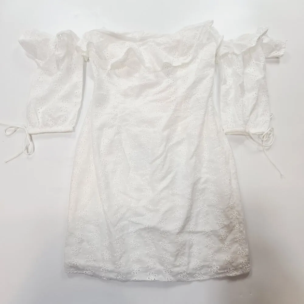 Superdown Martina Ruffle Dress in White Small - Image 3