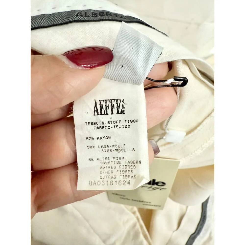 Alberta Ferretti Flat Front Low Rise Wide Leg Trouser Pants Cream Womens Size 10 - Image 4