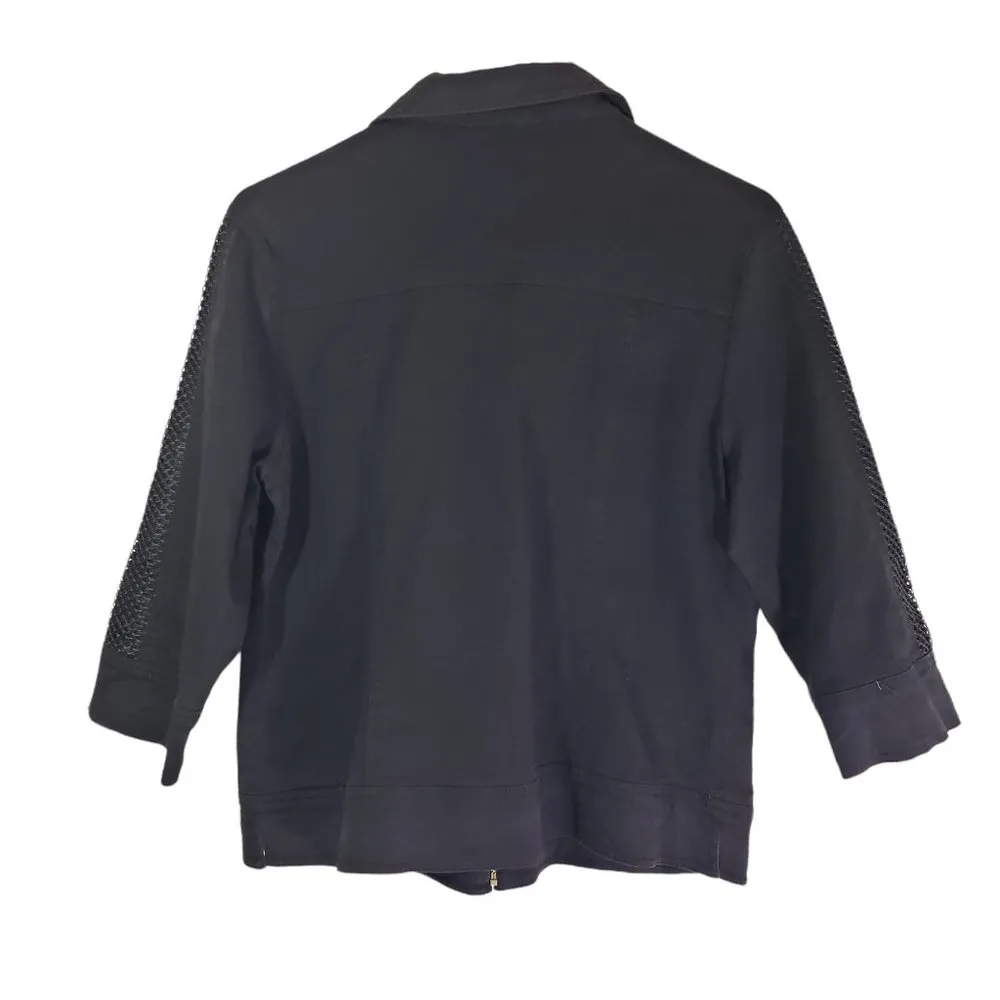 JUNKO COLLECTION Size 42 Black Punk, Studded, Military, 3/4 Length Sleeve Jacket Size M - Image 3