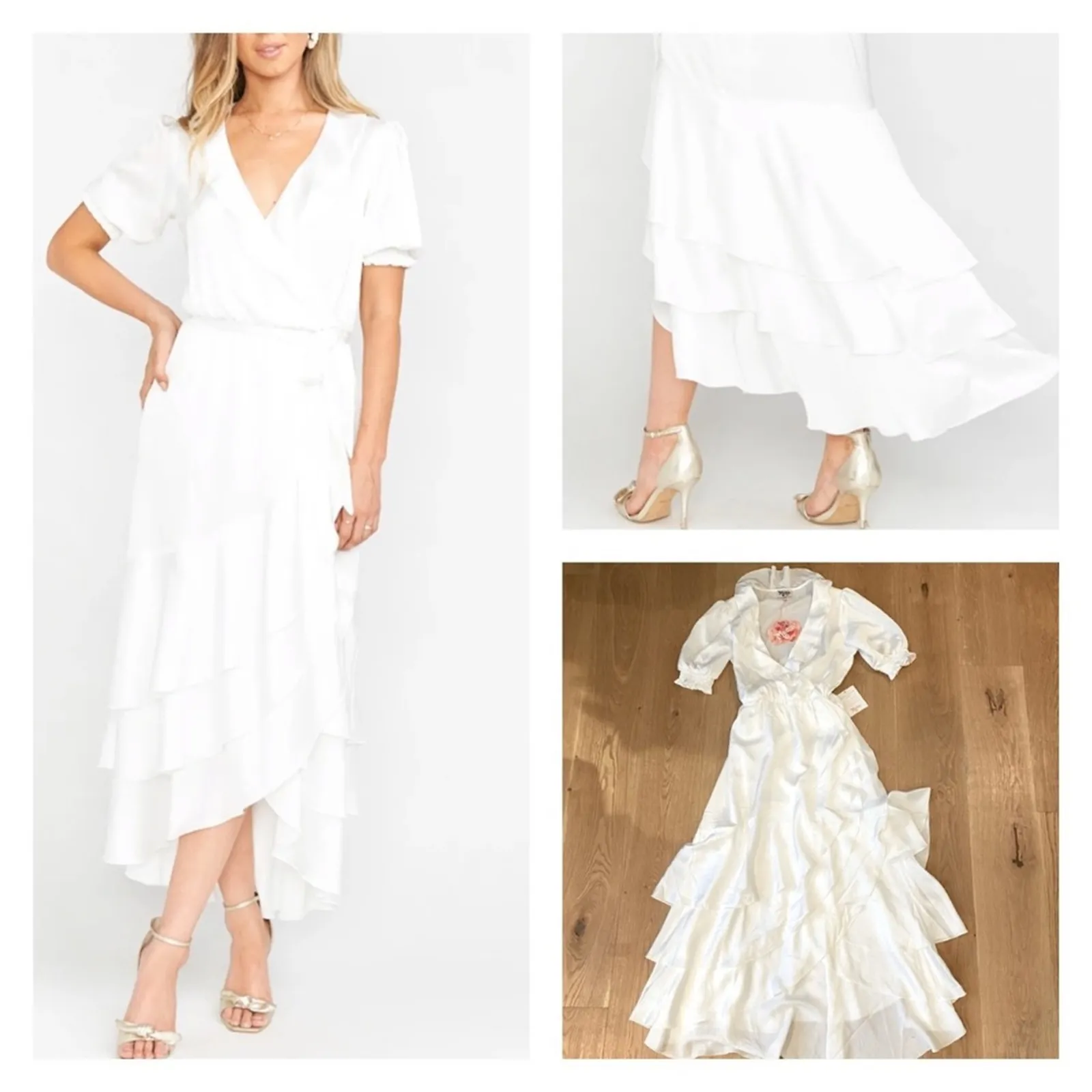 Show Me Your MuMu Weddings Evermore Ruffle Wrap Dress Satin - Image 2