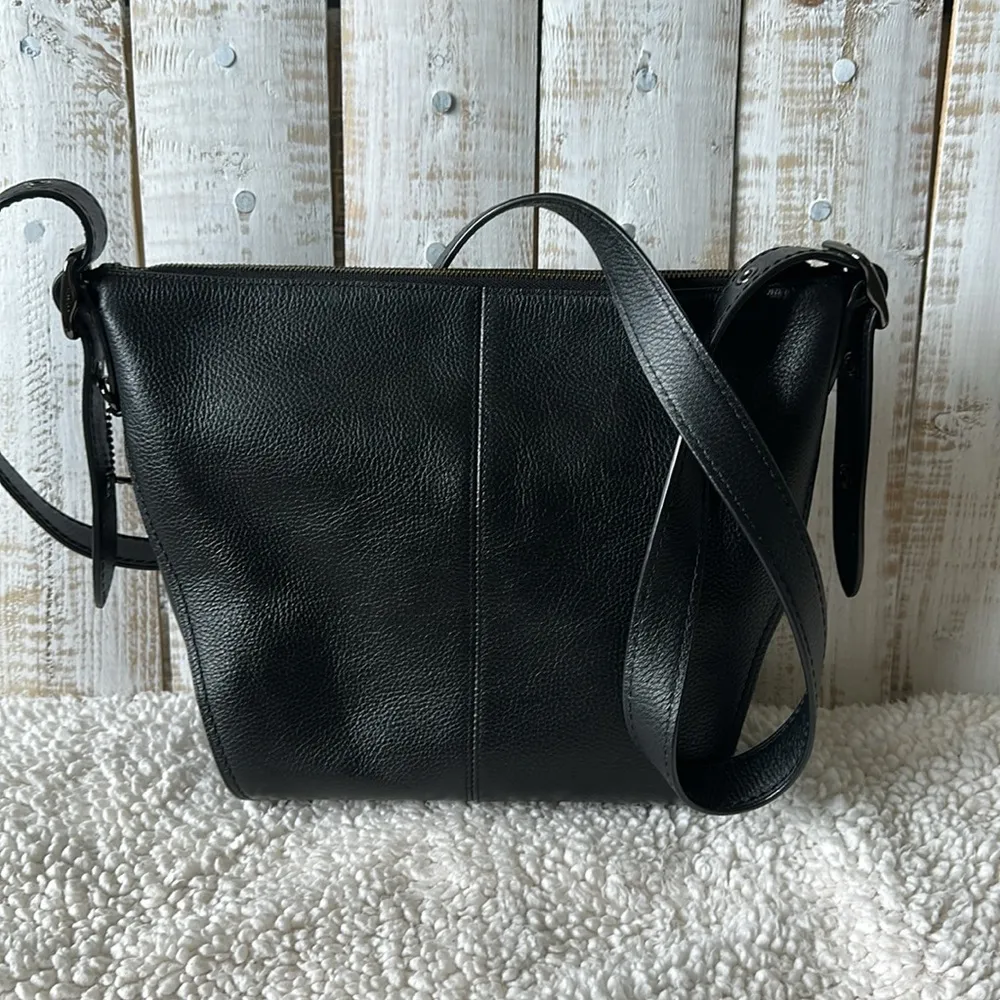 Coach Small Dufflette Pebbled Leather Crossbody Shoulder Purse Bag Black - Image 6