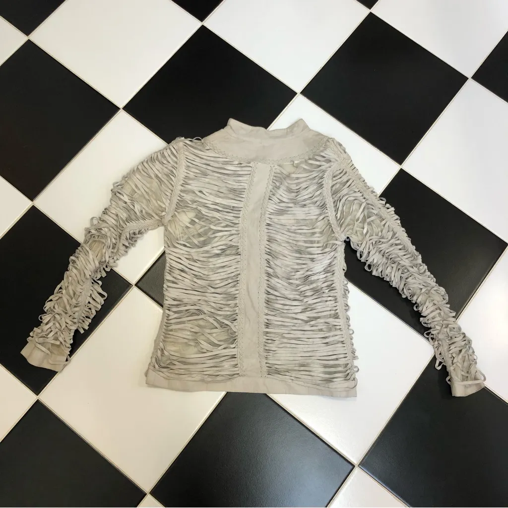 SW3 Bespoke Vintage 90s Tan Goat Suede Cut out Jacket Slashed Cut Outs sz Medium - Image 3