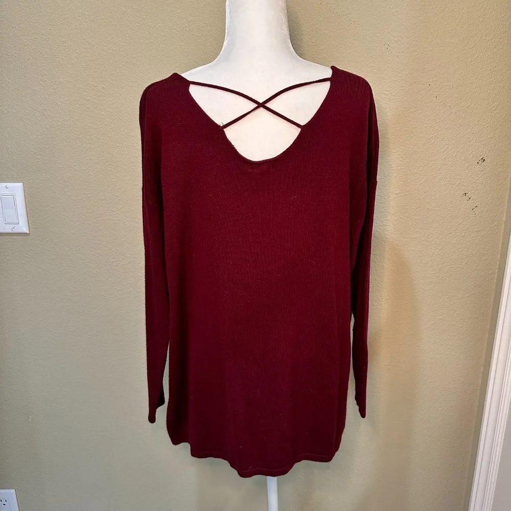 URBAN OUTFITTERS Silence & Noise Lace Up Maroon Sweater - medium - Image 4