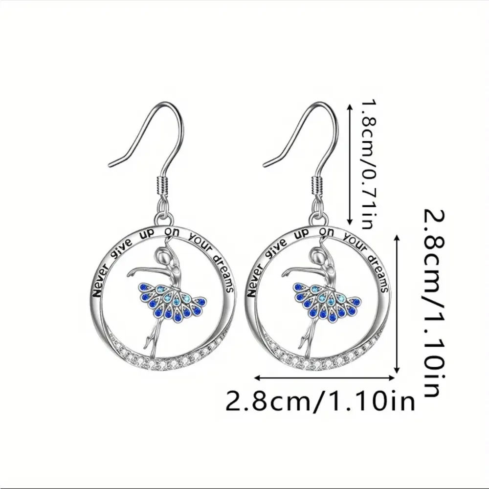 New Creative Fashion Ballet Dancer Earrings Silver Plated Simple Beautiful Engra - Image 5