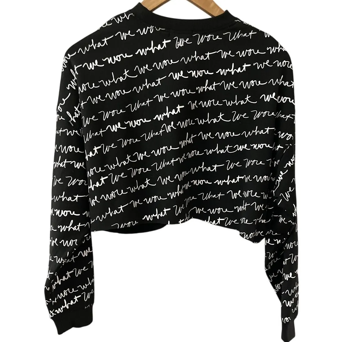 We Wore What Black & White Logo Scribbled Oversized Cropped Sweatshirt Size XS - Image 2