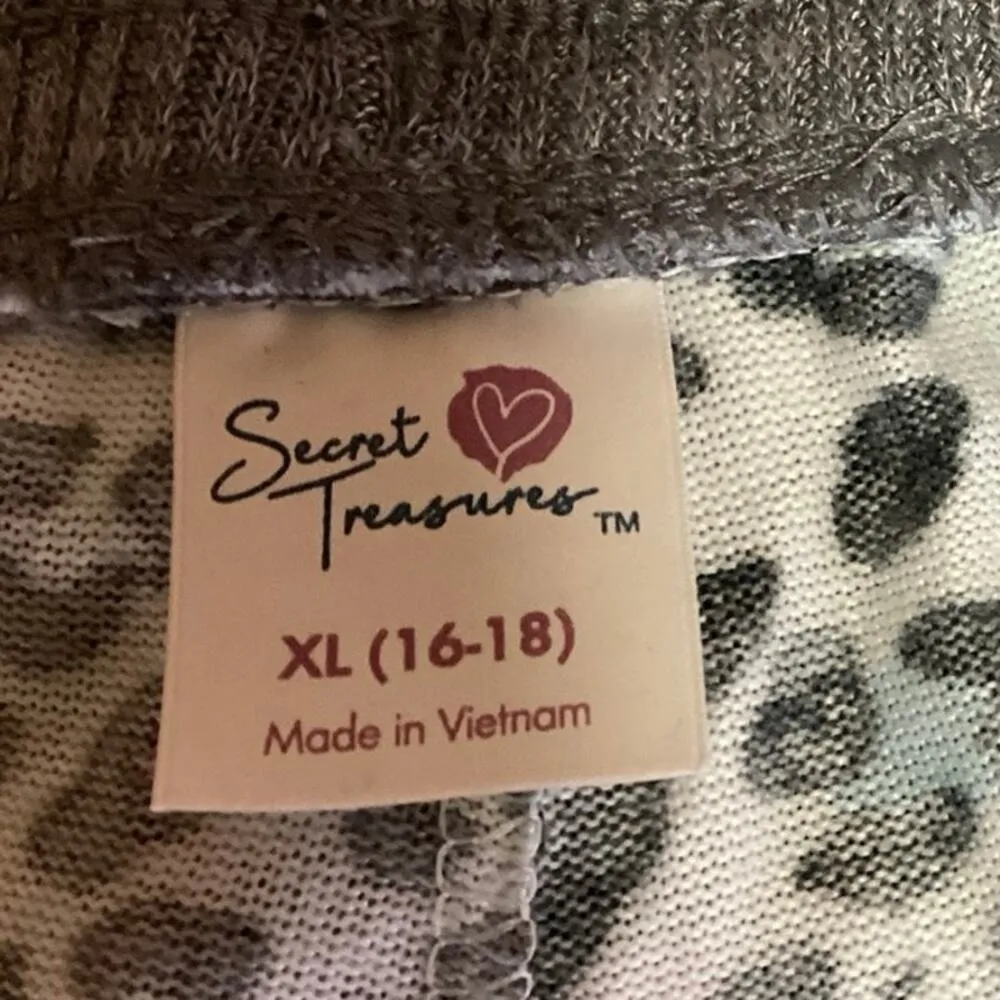 Secret Treasures Gray Leopard Print Elastic Waist Drawstring Lounge Pants Sz XL - Image 5