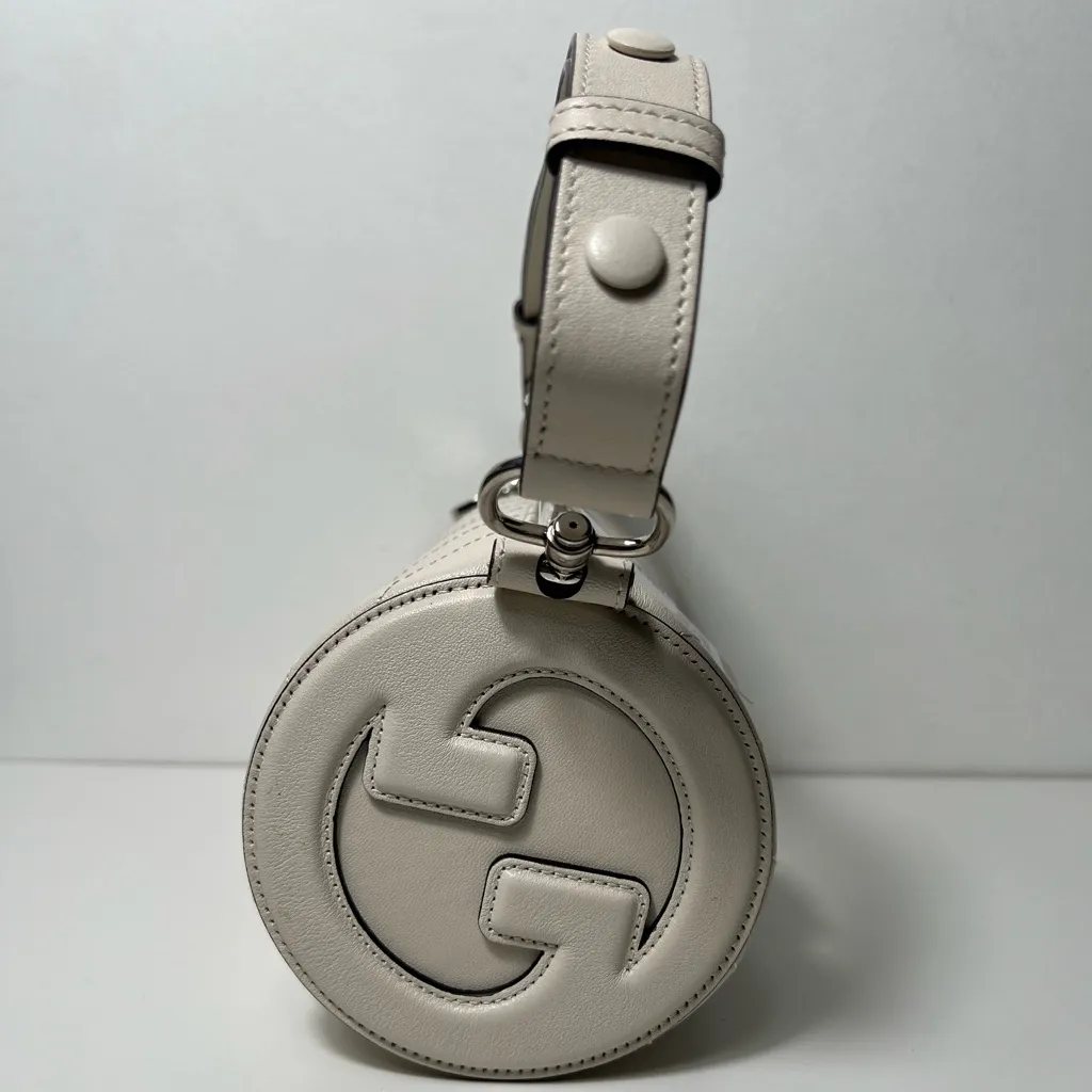 Gucci GG Blondie Logo Small Leather Circle Cylindrical Barrel Shoulder Bag Purse - Image 7