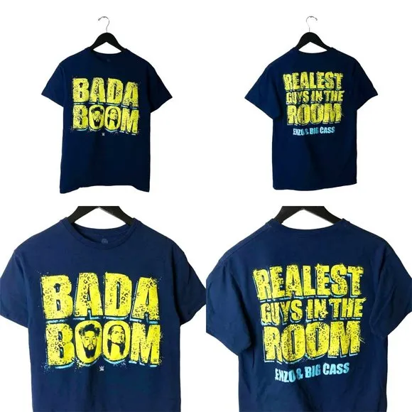 2016 WWE Bada Boom Realest Guys In The Room T Shirt Blue Medium M Graphic Tee - Image 2
