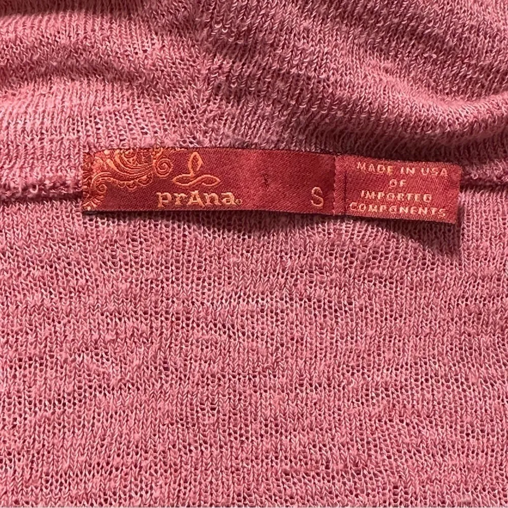 Prana Women’s Size S Pink Mauve Black Medallion Print Open Sweater Knit Cardigan - Image 3