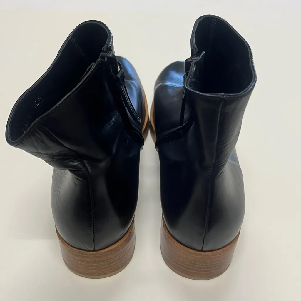 Freda Salvador black leather Chelsea Boots size 8 wooden sole block heel - Image 2