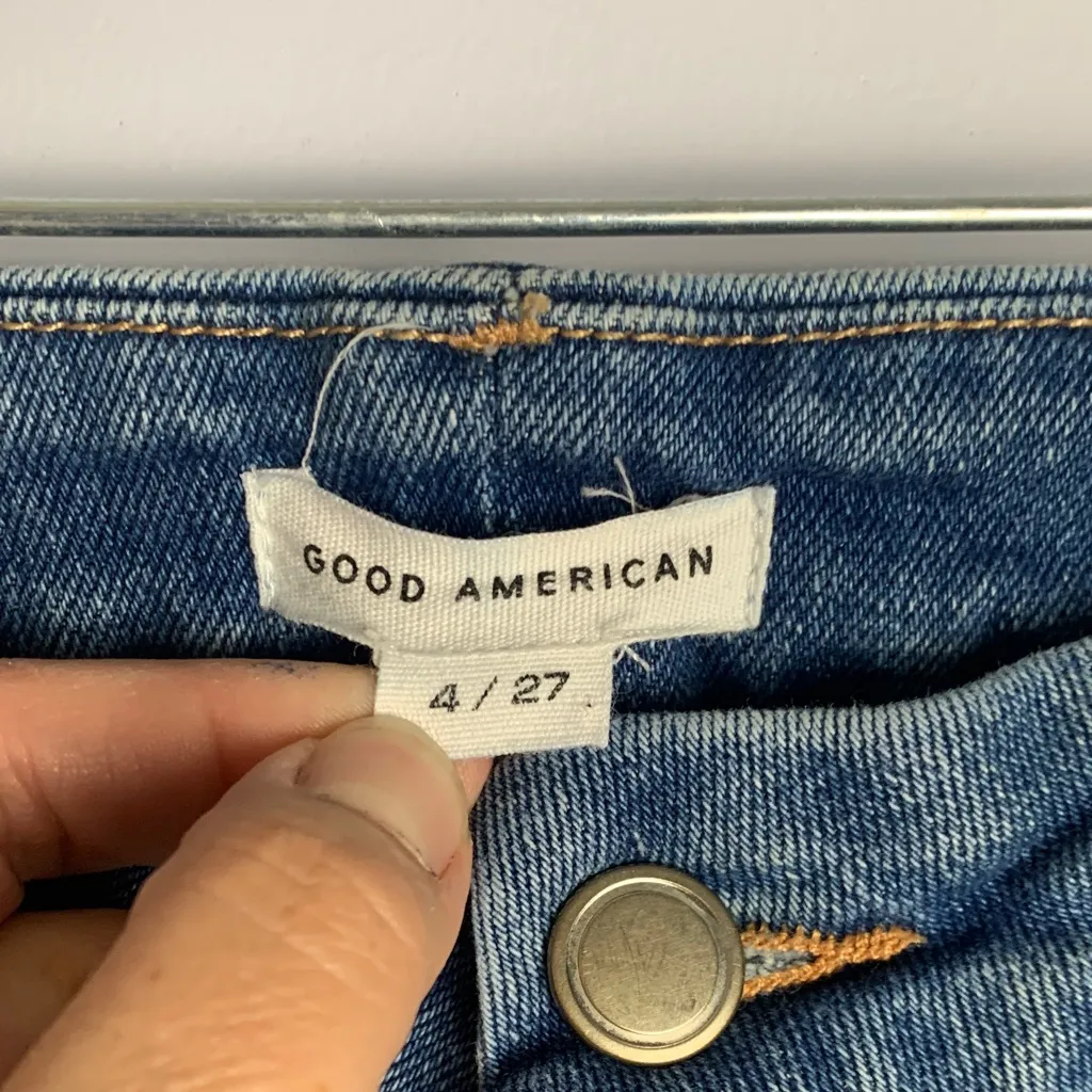 Good American size 4 27 split front flare jeans denim Classic Blue - Image 2