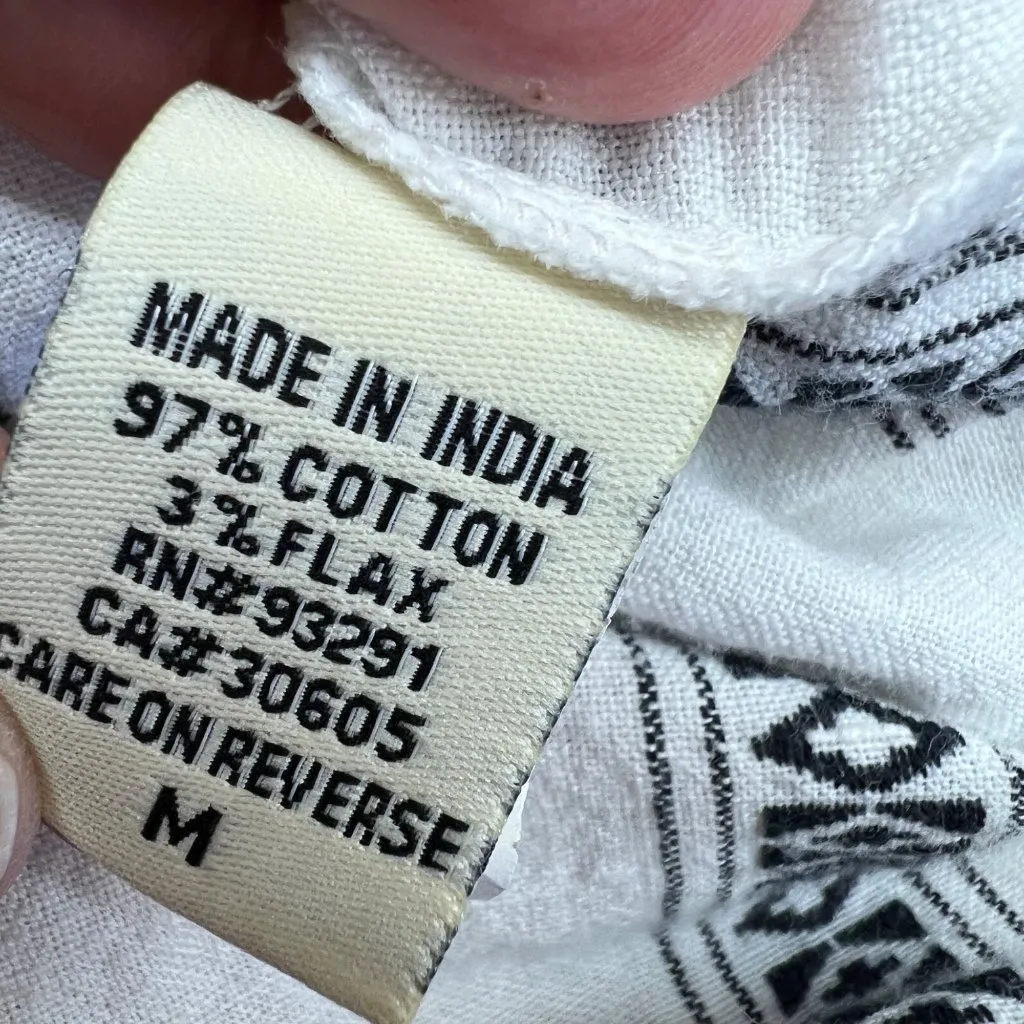 Dylan  Striped Tunic Top Beach Cover-up White Black Size Medium - Image 9