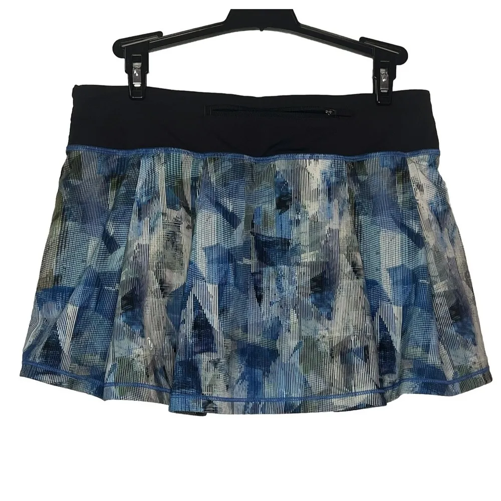 Lululemon Athletica Pace Rival No Panels Patterned Skirt Sz 9 Sun Dazed Blue - Image 5