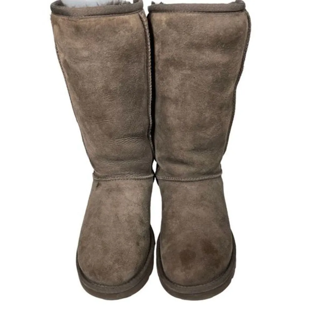 UGG Australia Classic Tall in Chocolate Brown 5815 Suede Sheepskin Boots - Image 4