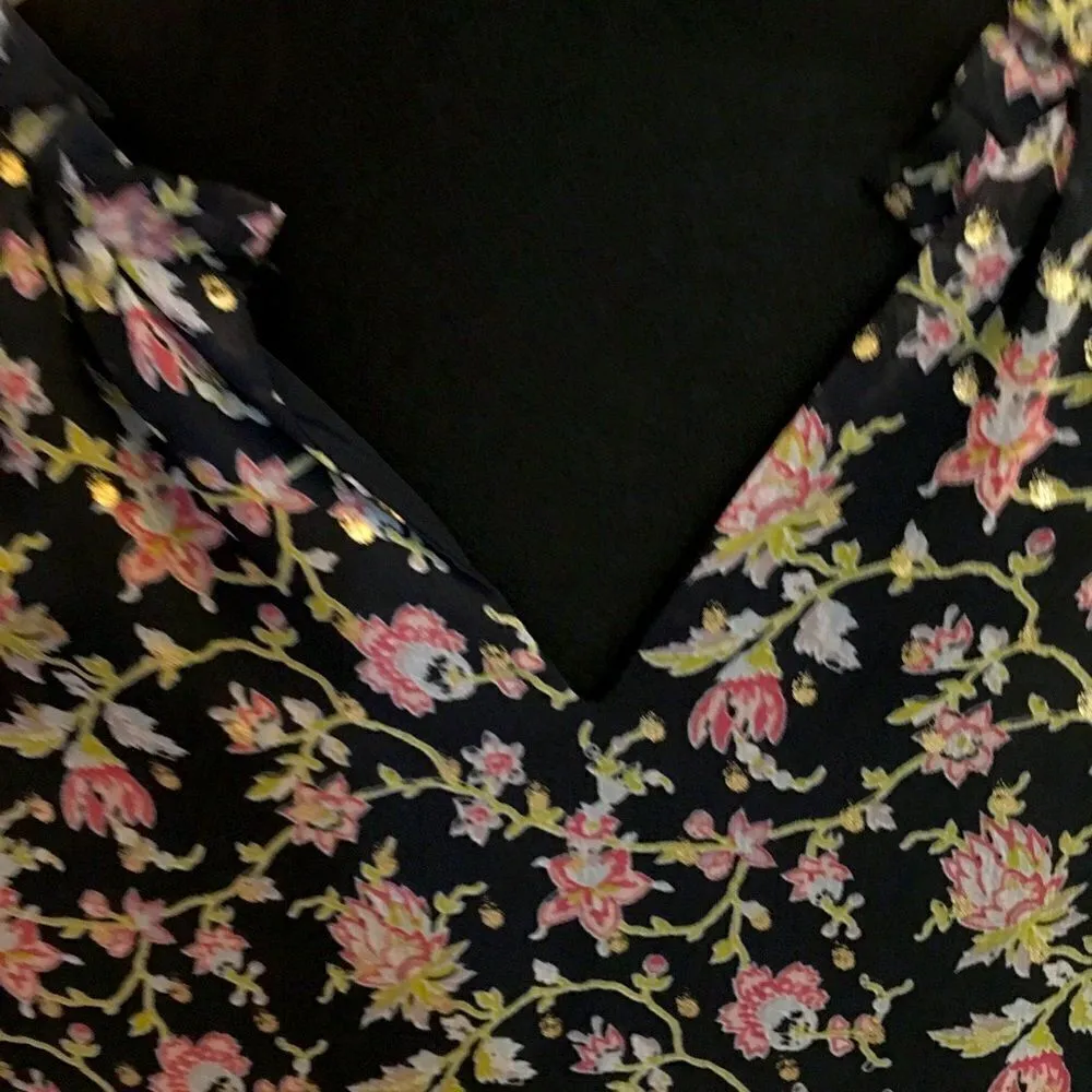 LOFT NAVY Blue & pink oversized, double layered Flounce Dress - Image 5