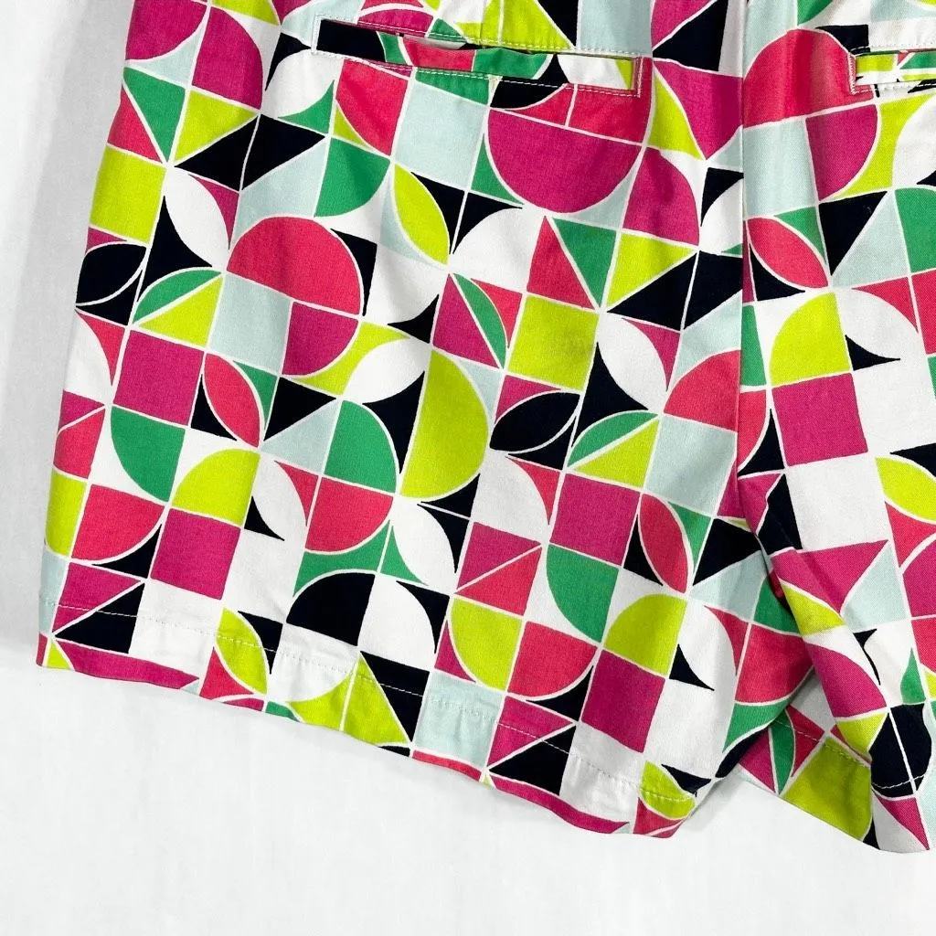 Crown Ivy Size 12 Shorts Green‎ Pink Geometric Print Cotton Stretch Womens 764 - Image 7